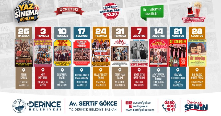 Derince’de Yaz Sinema Günleri Başlıyor