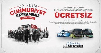 Büyükşehir’den 29 Ekim’de ücretsiz ulaşım